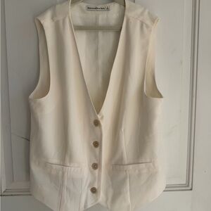 Abercrombie & Fitch Off-White Open Vest